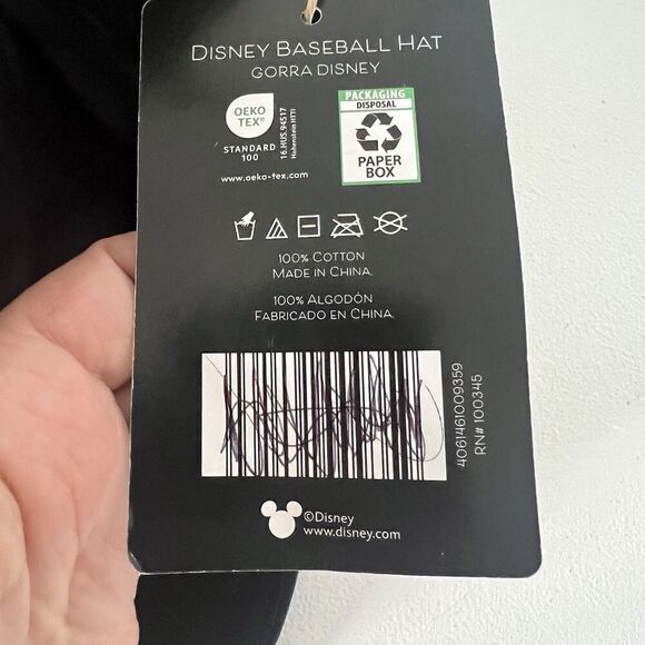 Disney Mickey Mouse Baseball Hat Unisex Black Cotton Patch Adjustable One Size - Picture 5 of 11